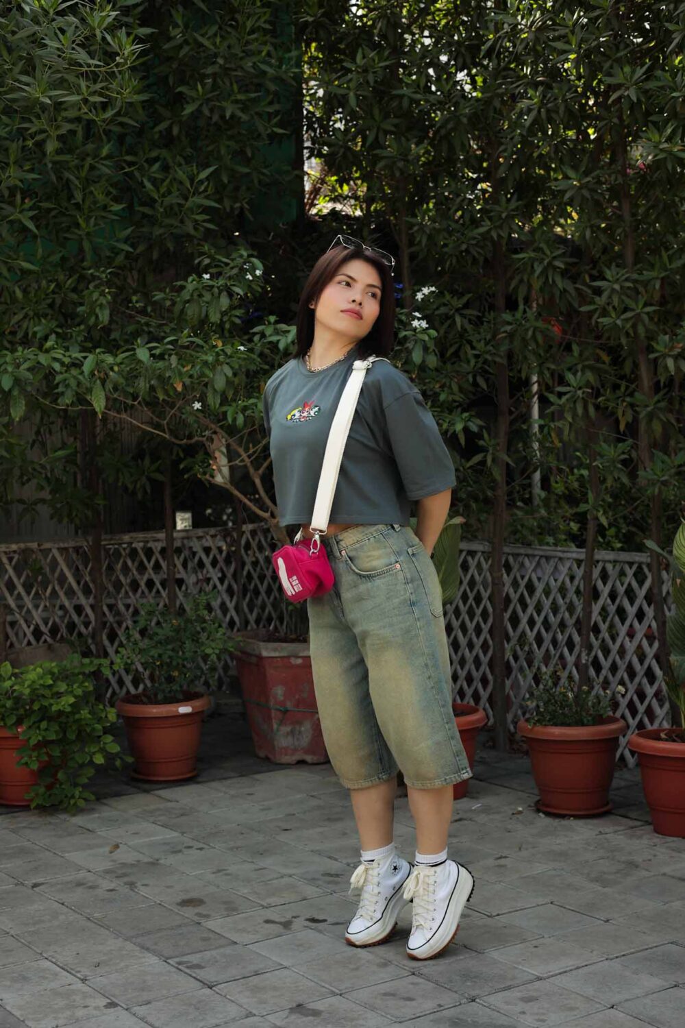 Grey Oversize Crop Top - Antibodies