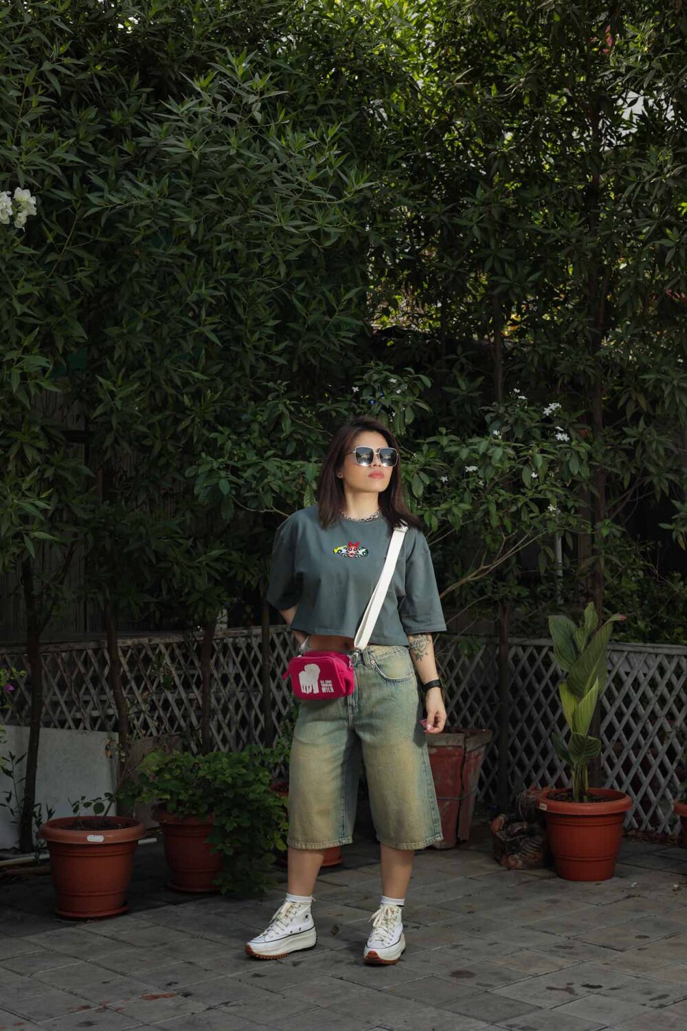 Grey Oversize Crop Top - Antibodies