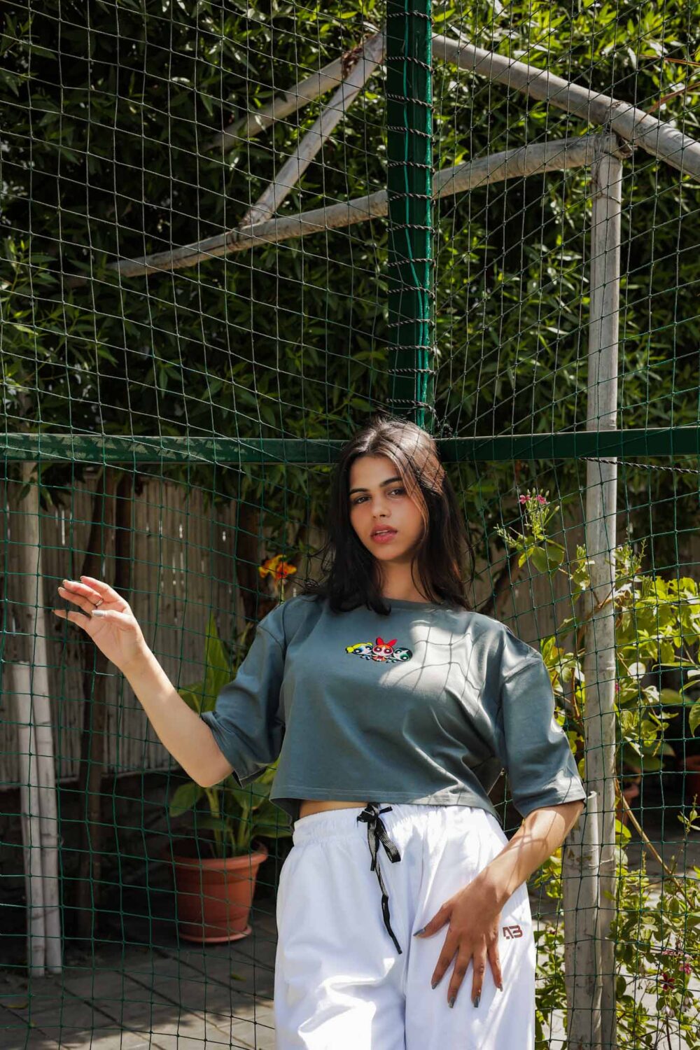 2 Grey Oversize Crop Top - Antibodies