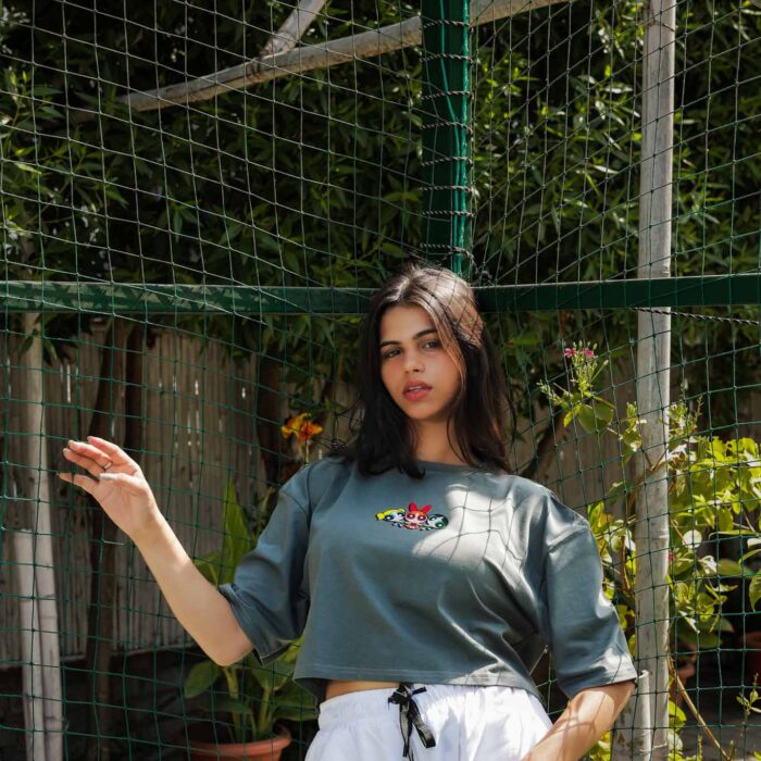 2 Grey Oversize Crop Top - Antibodies