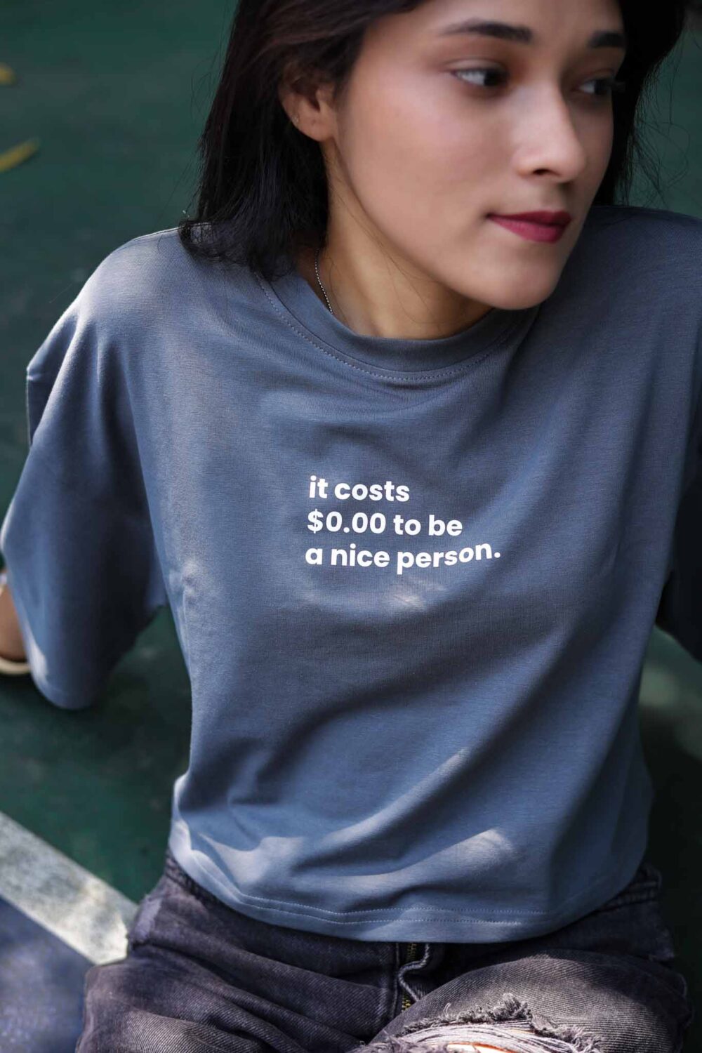 3 Grey Oversize Crop Top - Antibodies